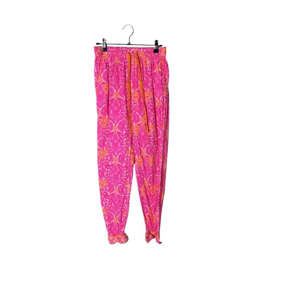 Gretchen Scott Lounge Pants Women's Size Small Pink Floral Stretch 100% Cotton